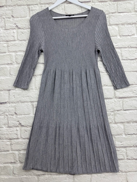Eileen Fisher Dresses & Skirts - Eileen Fisher Petite M 100% Wool Ribbed Pleated A-Line Dress Gray